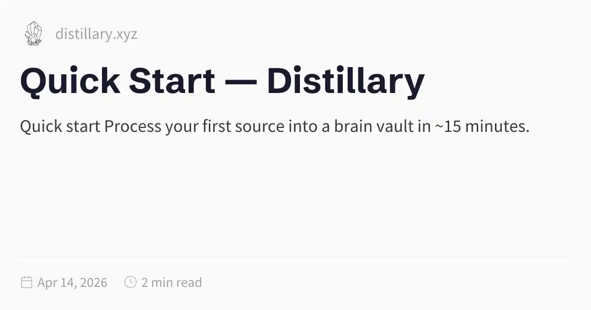Quick Start — Distillary